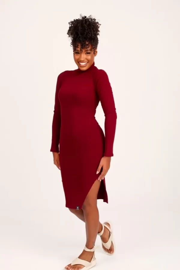 Vestido Manga Longa  Lady Griffe Marsala